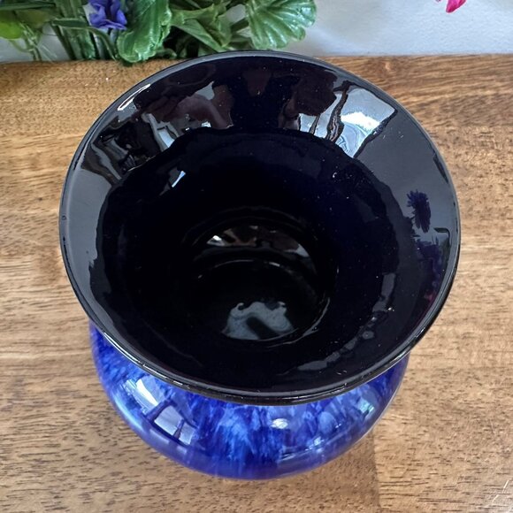 Blue Mountain Pottery Flared Rim Vase Cobalt Drip Glaze Canadian Studio Art MCM - Picture 5 of 6